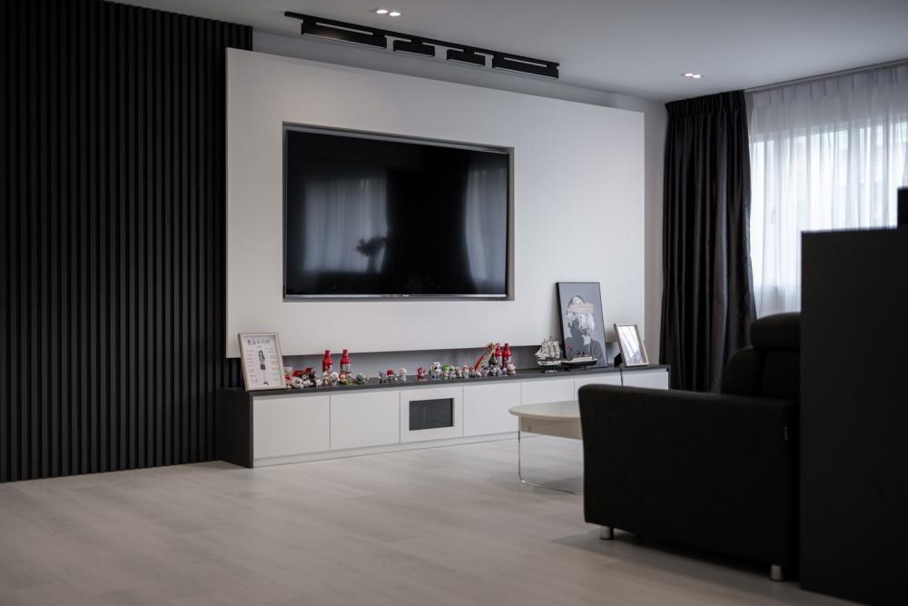 Modern Living Room with Vinyl Flooring and TV Console