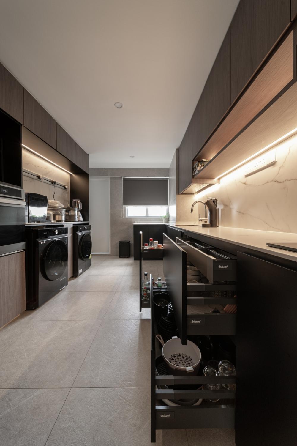 Scandinavian Kitchen with Countertop and Kitchen Island