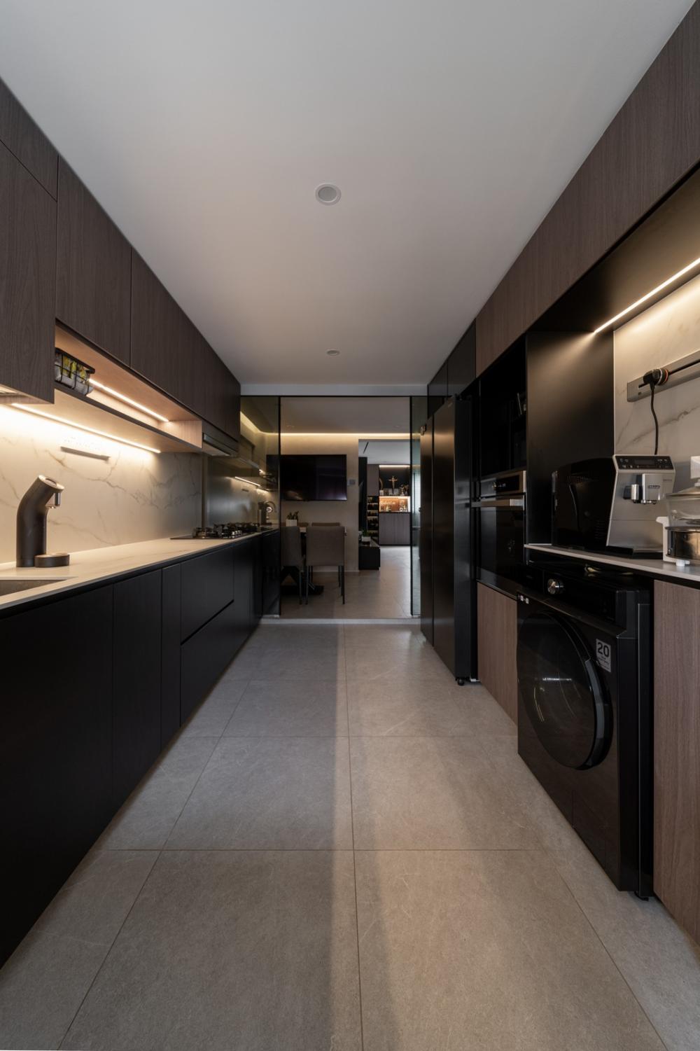 Scandinavian Kitchen with Countertop and Kitchen Island