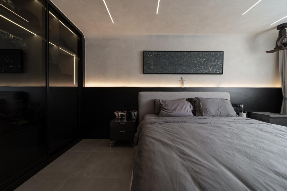 Scandinavian Bedroom with Platform Bed and Wardrobe
