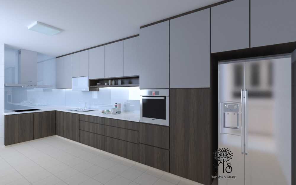 Modern Kitchen with Countertop and Homogeneous Tiles