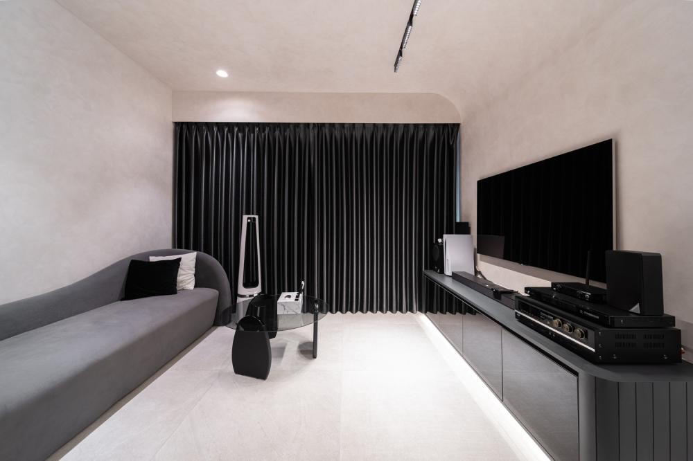 Modern Living Room with TV Console and Feature Wall
