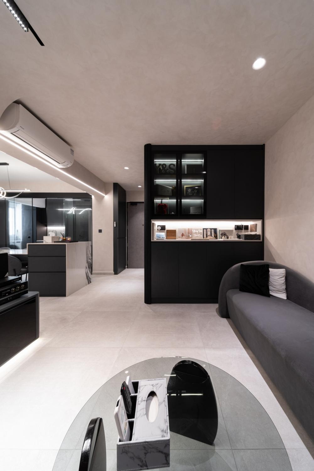 Modern Living Room with TV Console and Feature Wall