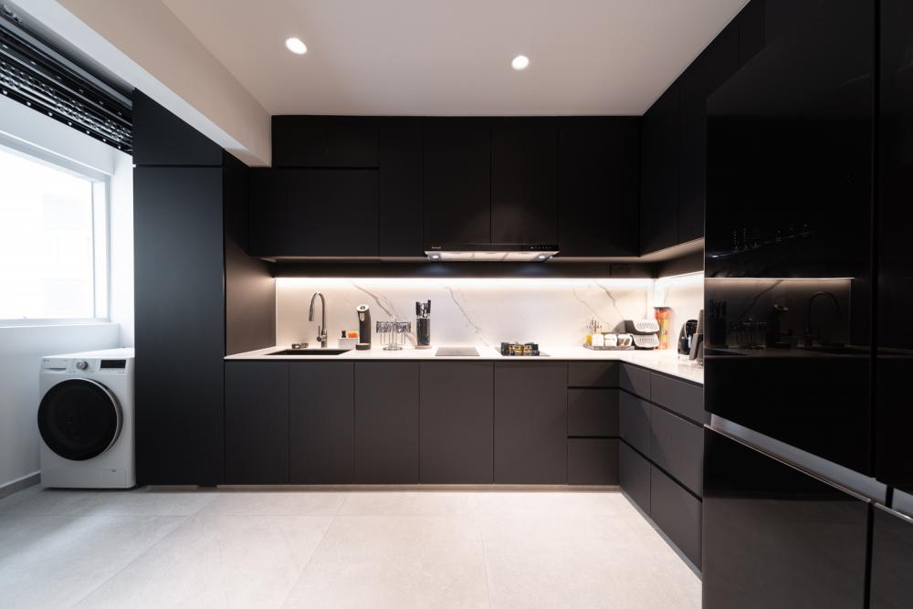 Modern Kitchen with Countertop and Kitchen Island