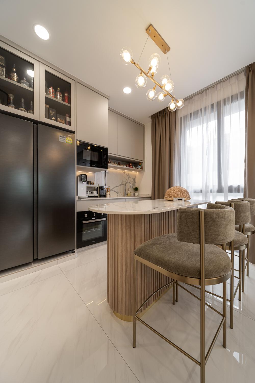 Contemporary Pantry with Countertop and Marble Floor