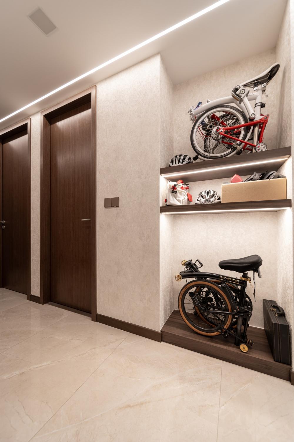 Modern Hallway with Feature Wall and Paintings