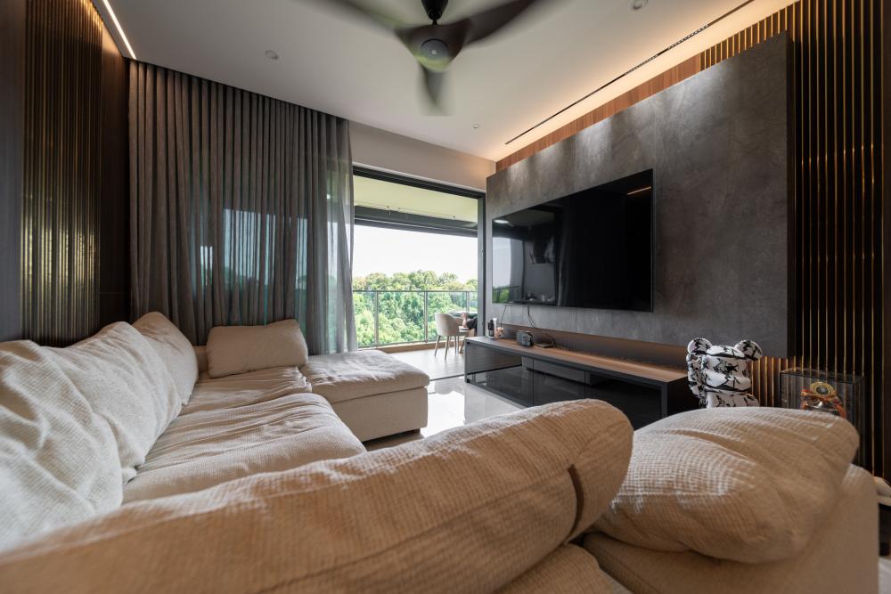 Modern Living Room with TV Console and Feature Wall