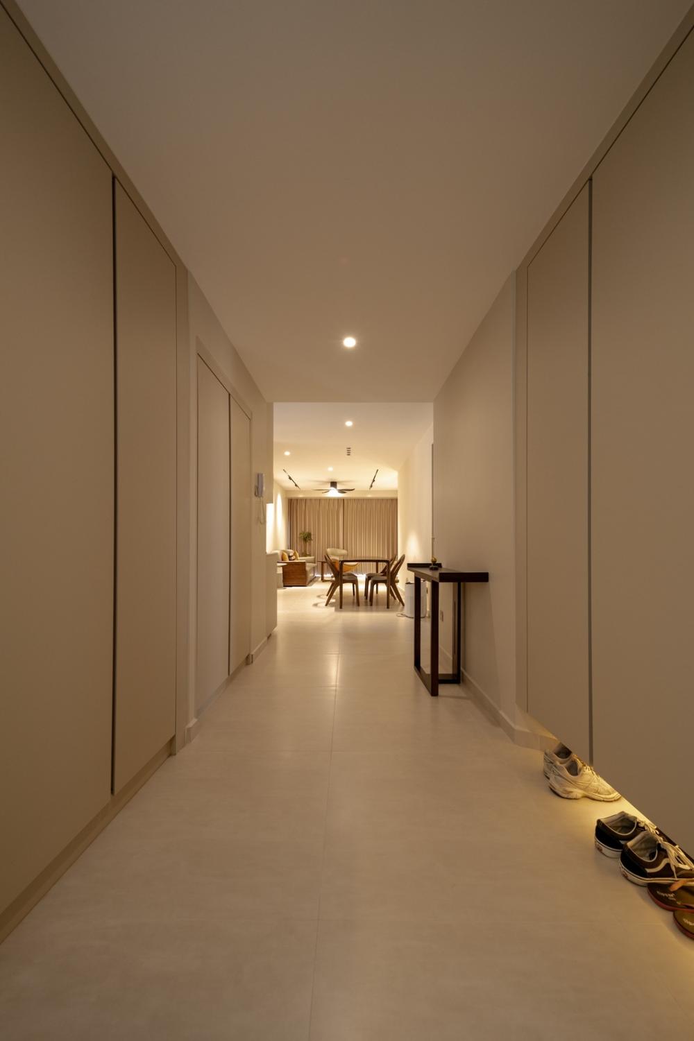 Contemporary Entryway with Mirror and Console Table
