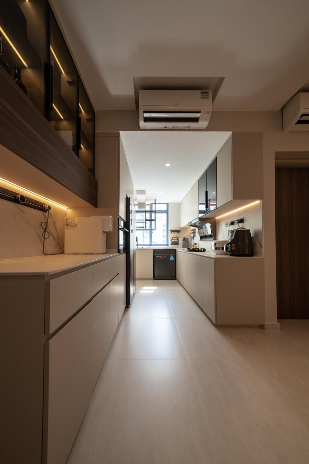 Contemporary Kitchen with Countertop and Kitchen Window