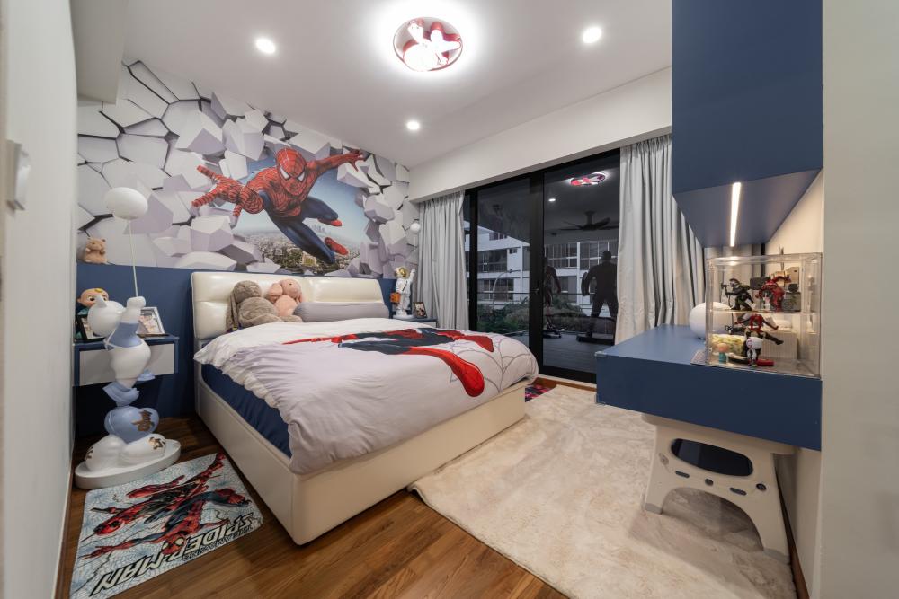 Modern Kids Room with Bookshelf and Built-in Bed