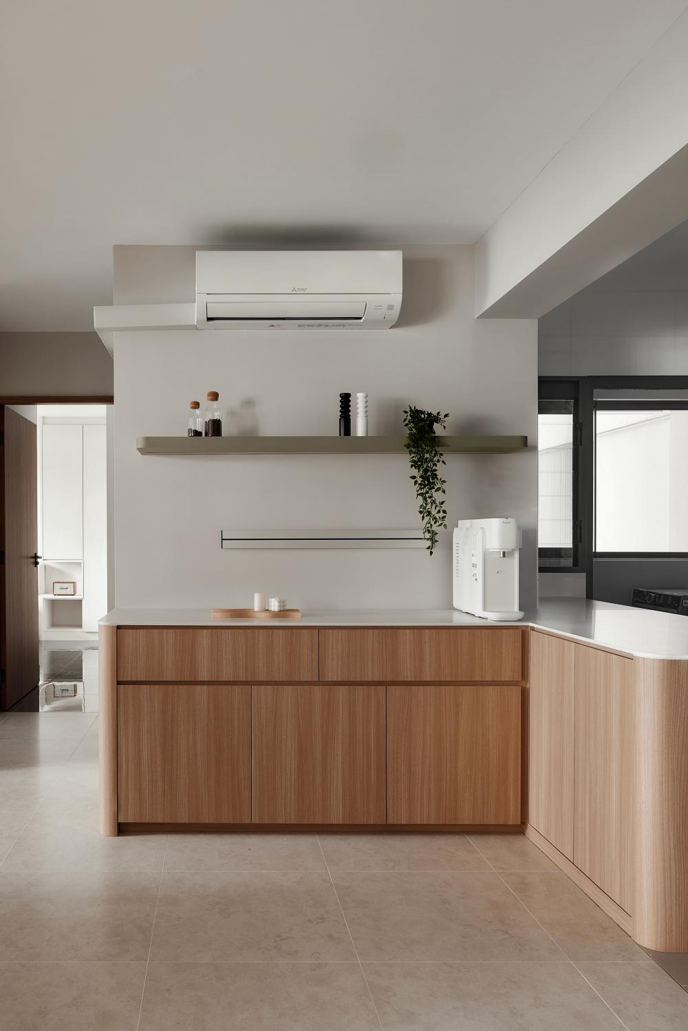 Modern Pantry with Kitchen Island and Console Table