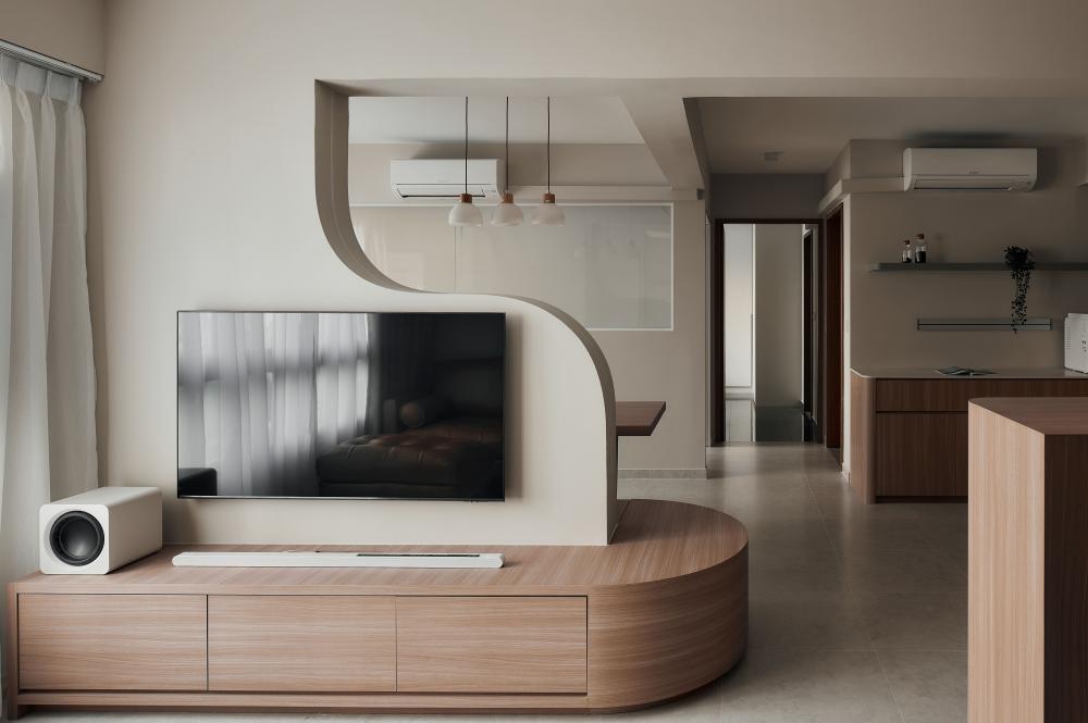Modern Living Room with TV Console and Feature Wall