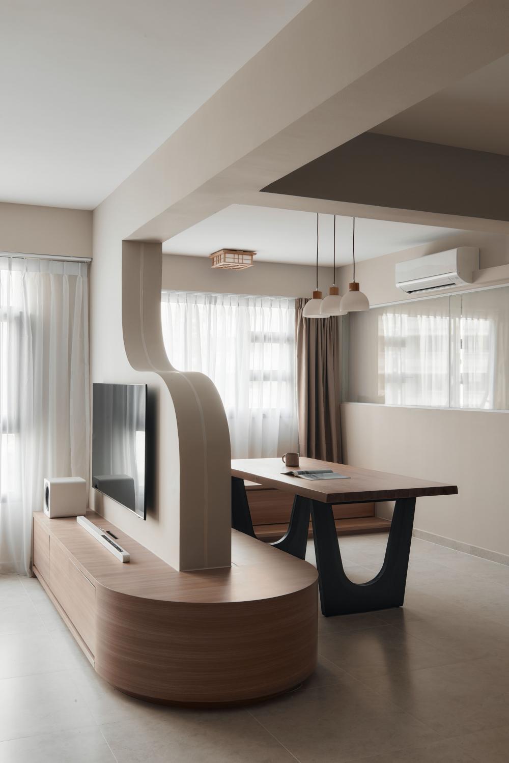Modern Living Room with TV Console and Feature Wall