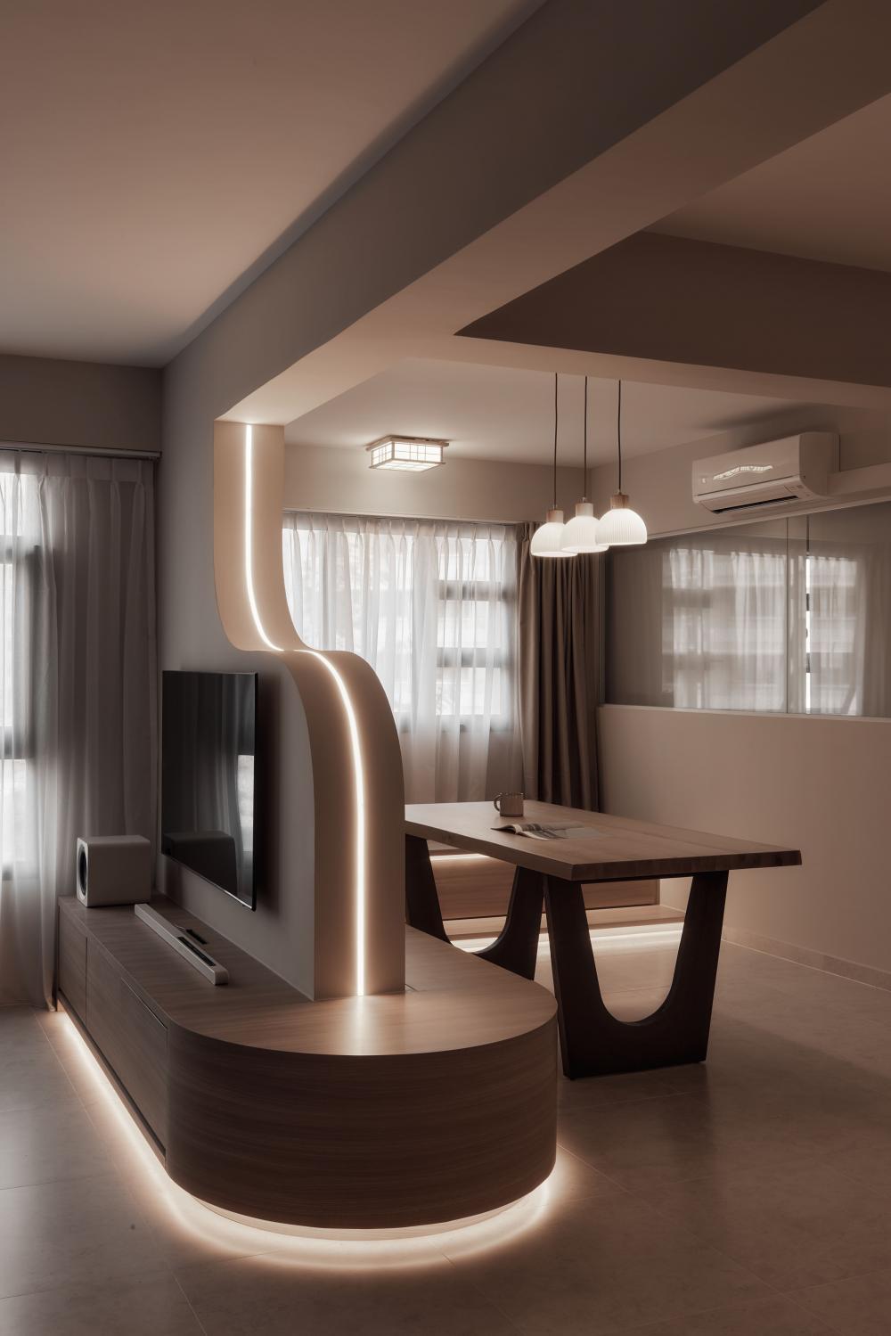 Modern Living Room with TV Console and TV