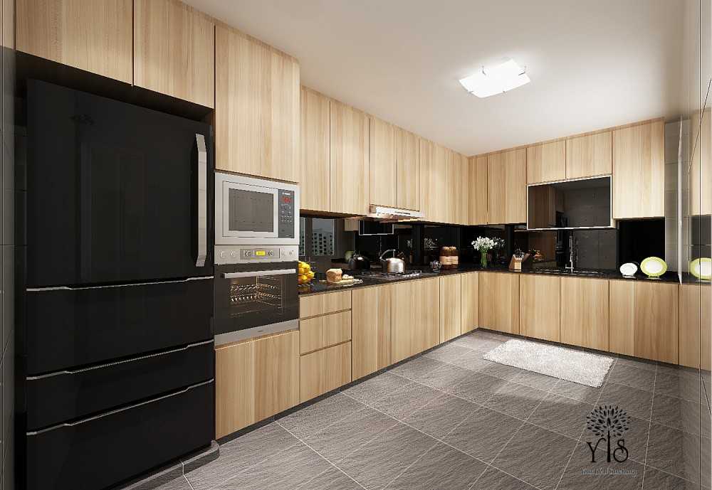 Industrial Kitchen with Countertop and Homogeneous Tiles