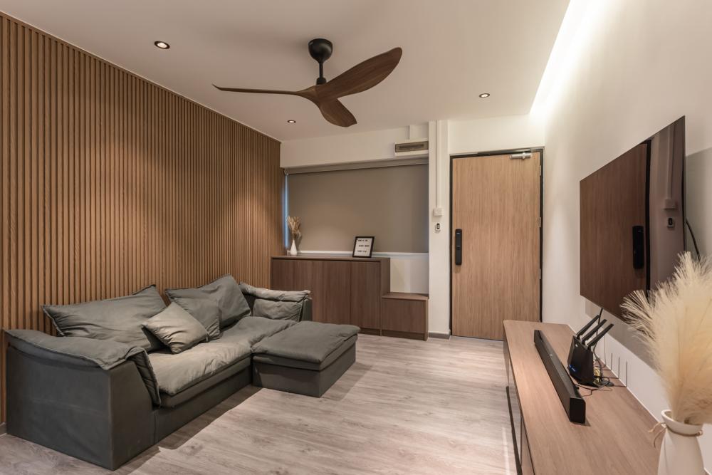 Modern Living Room with Vinyl Flooring and TV Console