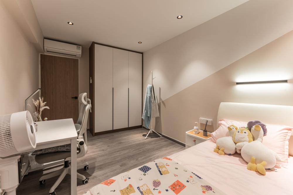 Modern Bedroom with Vinyl Flooring and Single Bed