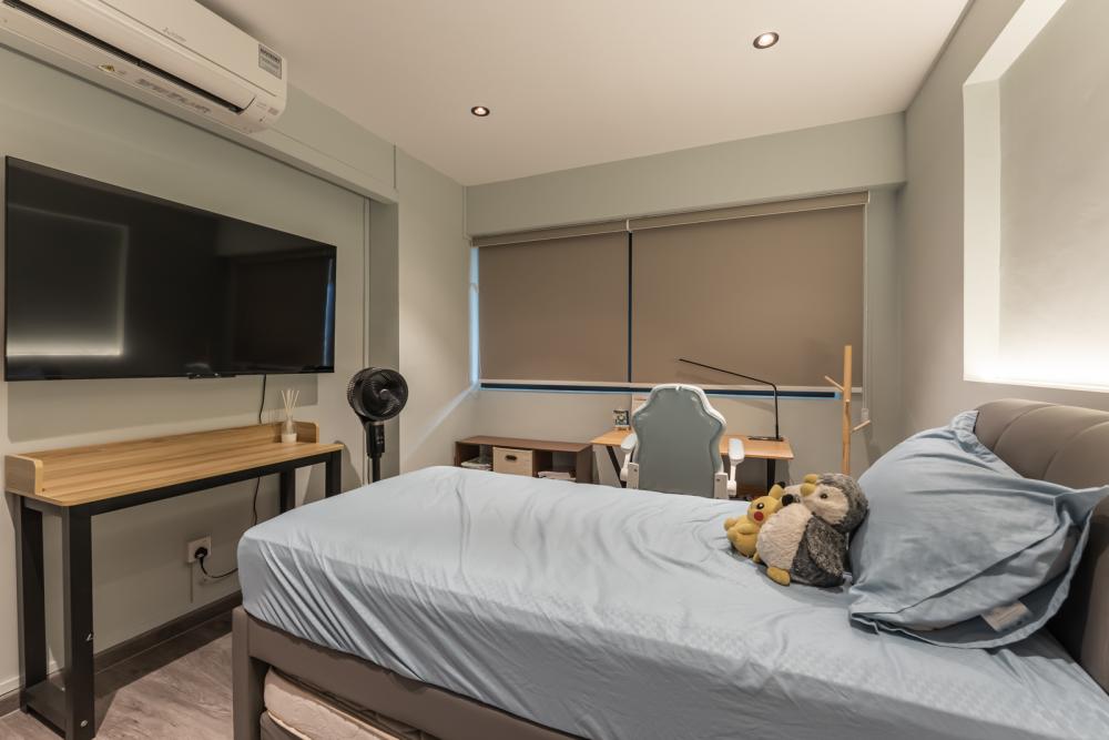 Modern Bedroom with Vinyl Flooring and Single Bed