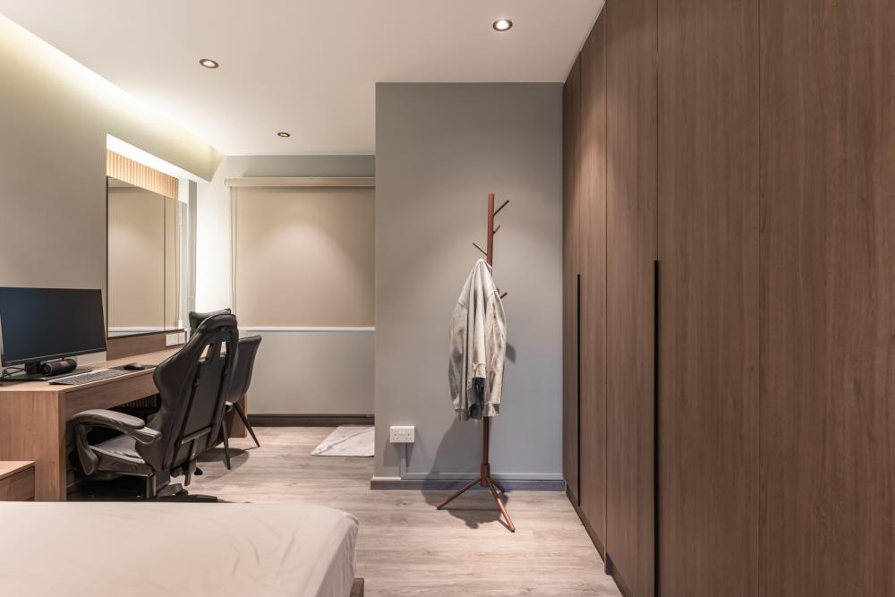 Modern Bedroom with Vinyl Flooring and Wardrobe