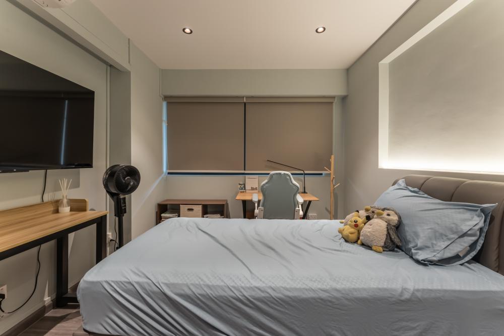 Modern Bedroom with Vinyl Flooring and Single Bed