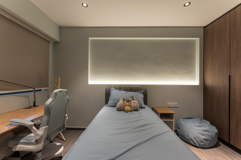 Modern Bedroom with Vinyl Flooring and Single Bed