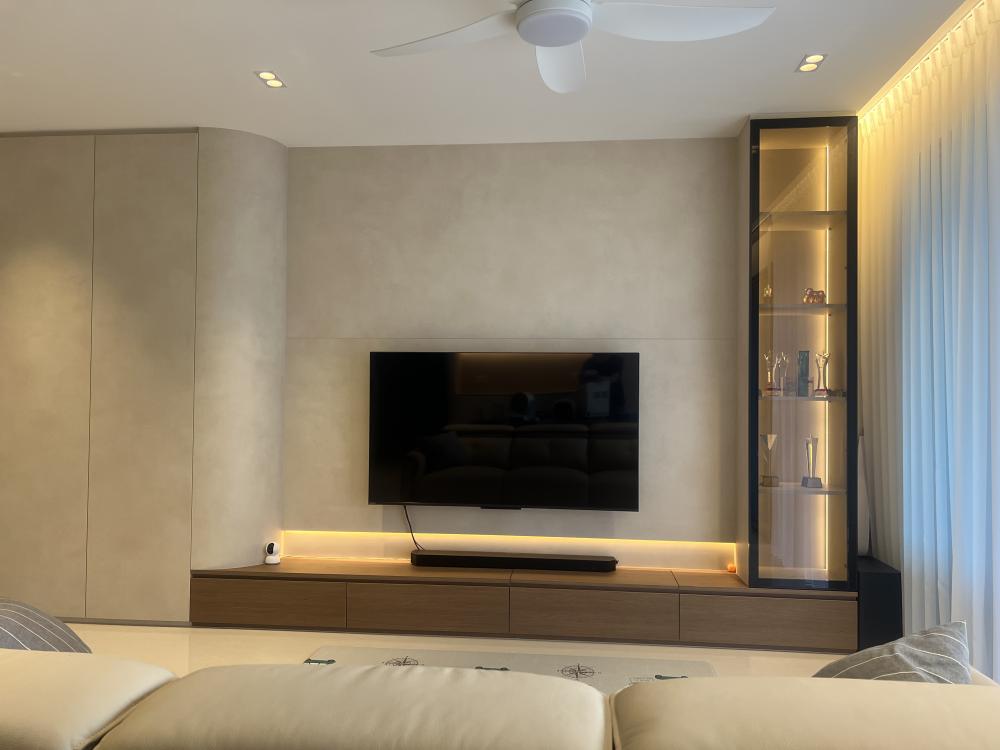 Modern Living Room with TV Console and Feature Wall