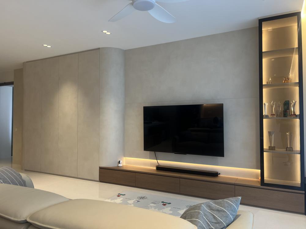Modern Living Room with TV Console and Feature Wall