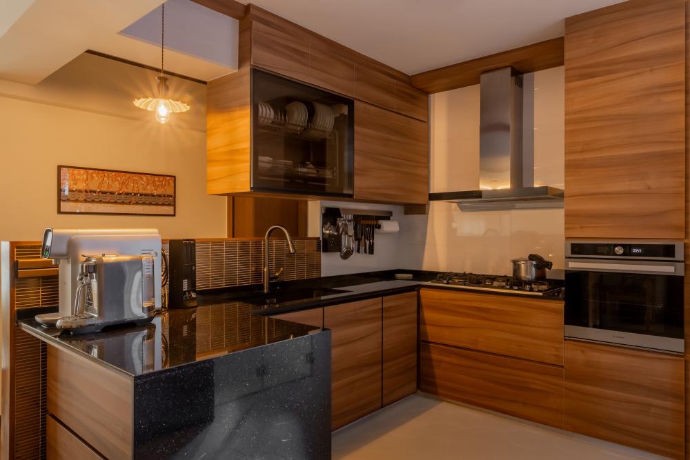 Asian Kitchen with Open Kitchen and Kitchen Backsplash