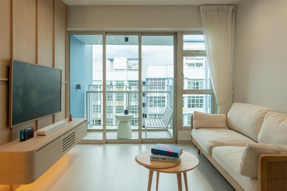 Modern Living Room with TV Console and Feature Wall