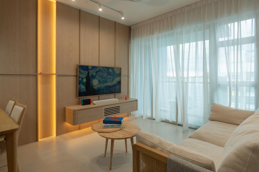 Modern Living Room with TV Console and Feature Wall