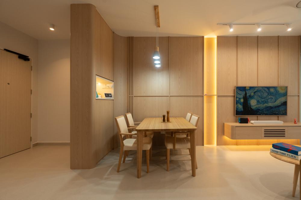Modern Living Room with TV Console and Feature Wall