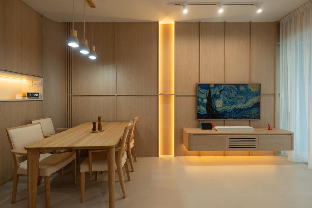 Modern Living Room with Feature Wall and Sofa