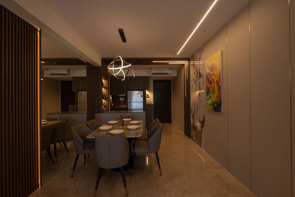 Contemporary Dining Room with Downlights and Dining Table