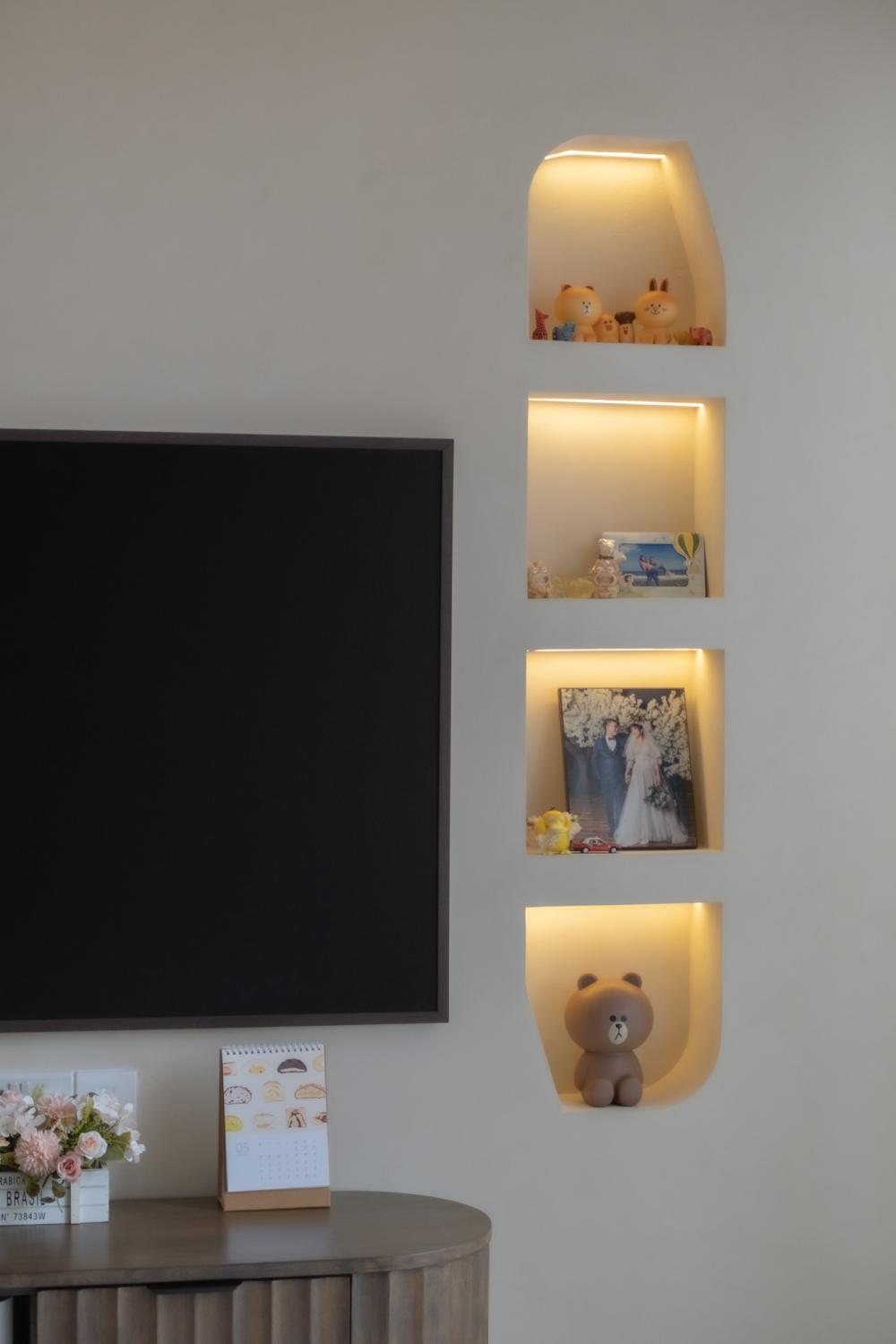 Minimalist Living Room with TV Console and Feature Wall