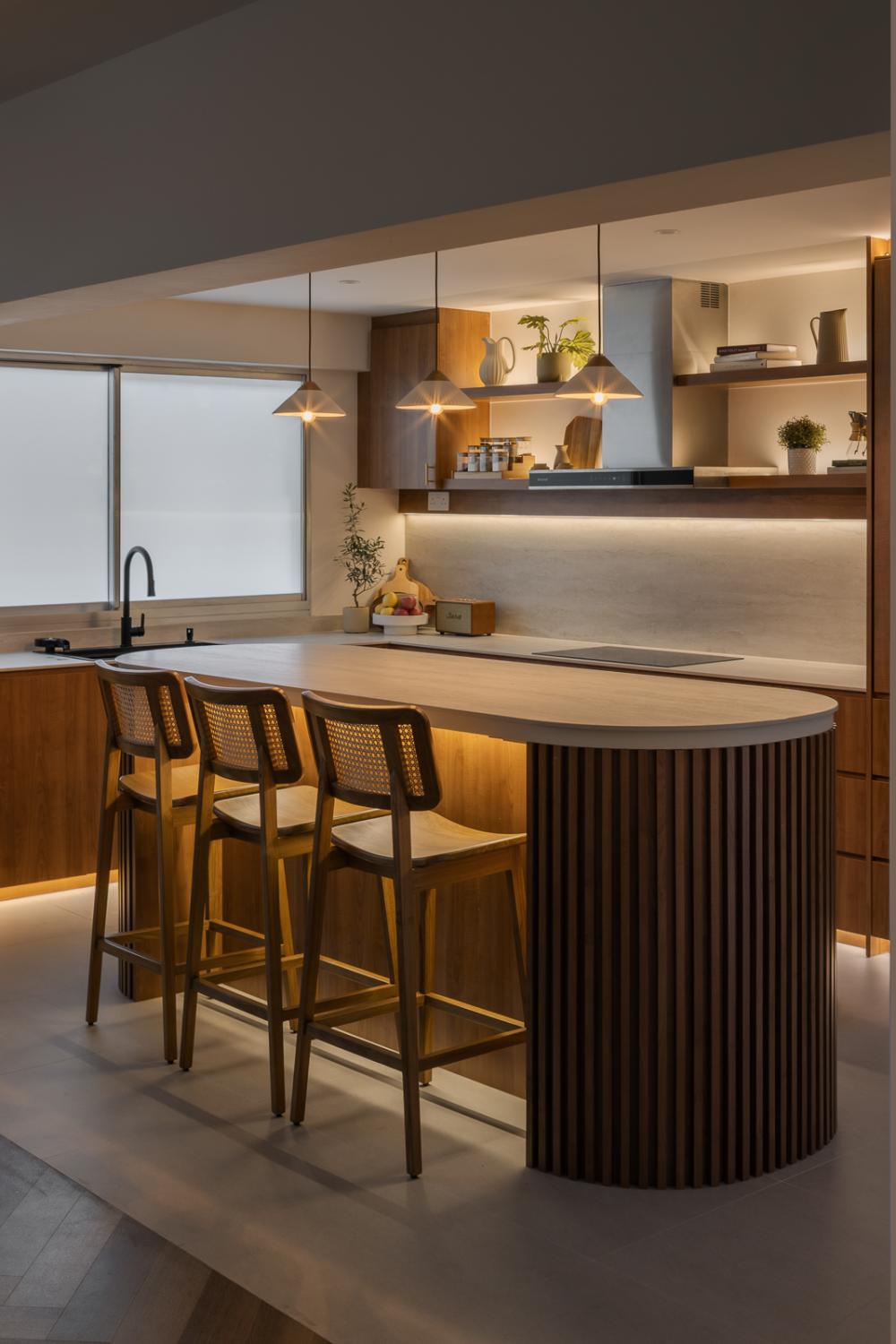 Scandinavian Kitchen with Kitchen Island and Cupboard