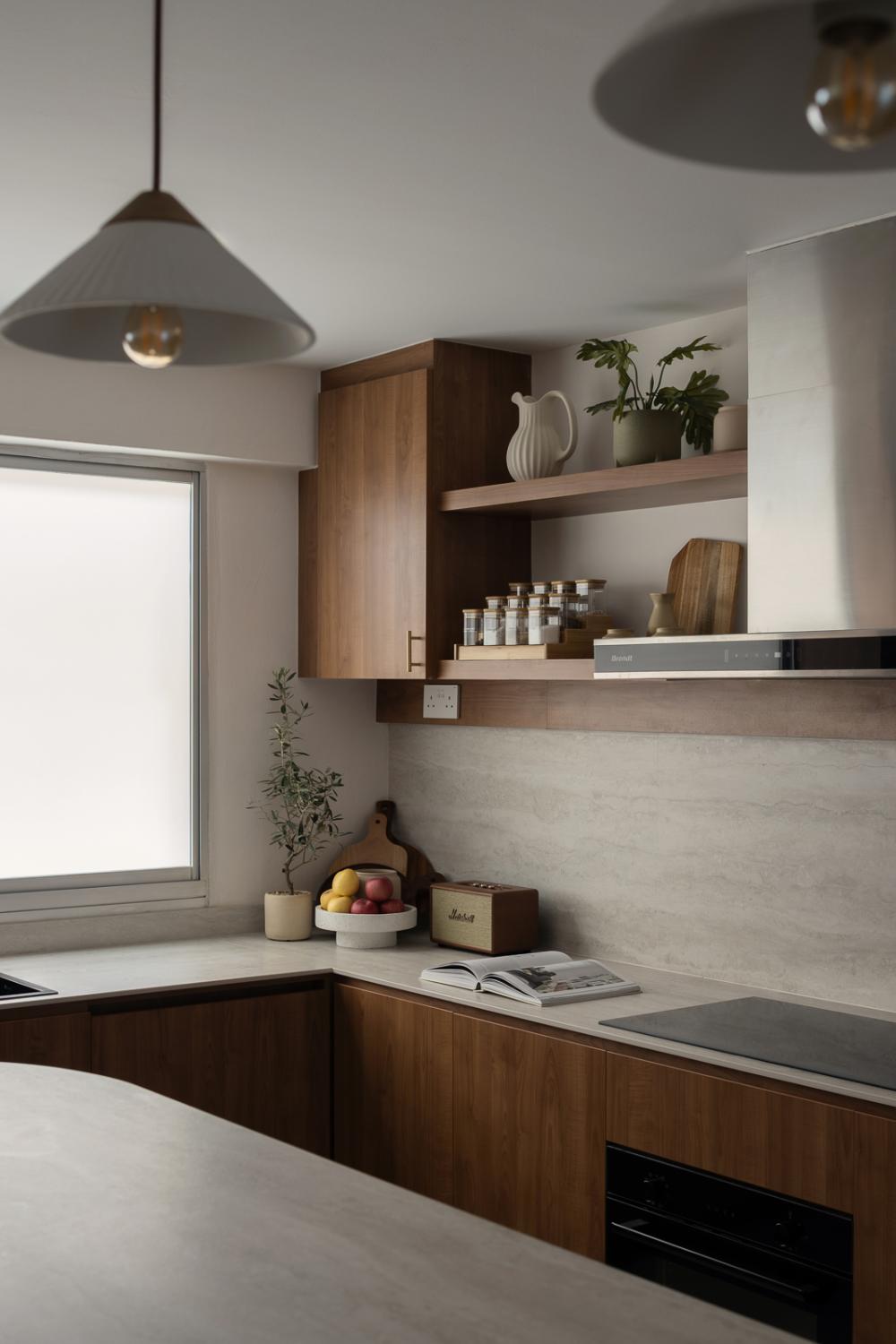Scandinavian Kitchen with Countertop and Cupboard