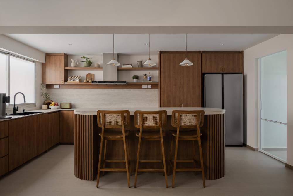 Scandinavian Kitchen with Kitchen Island and Breakfast Counter