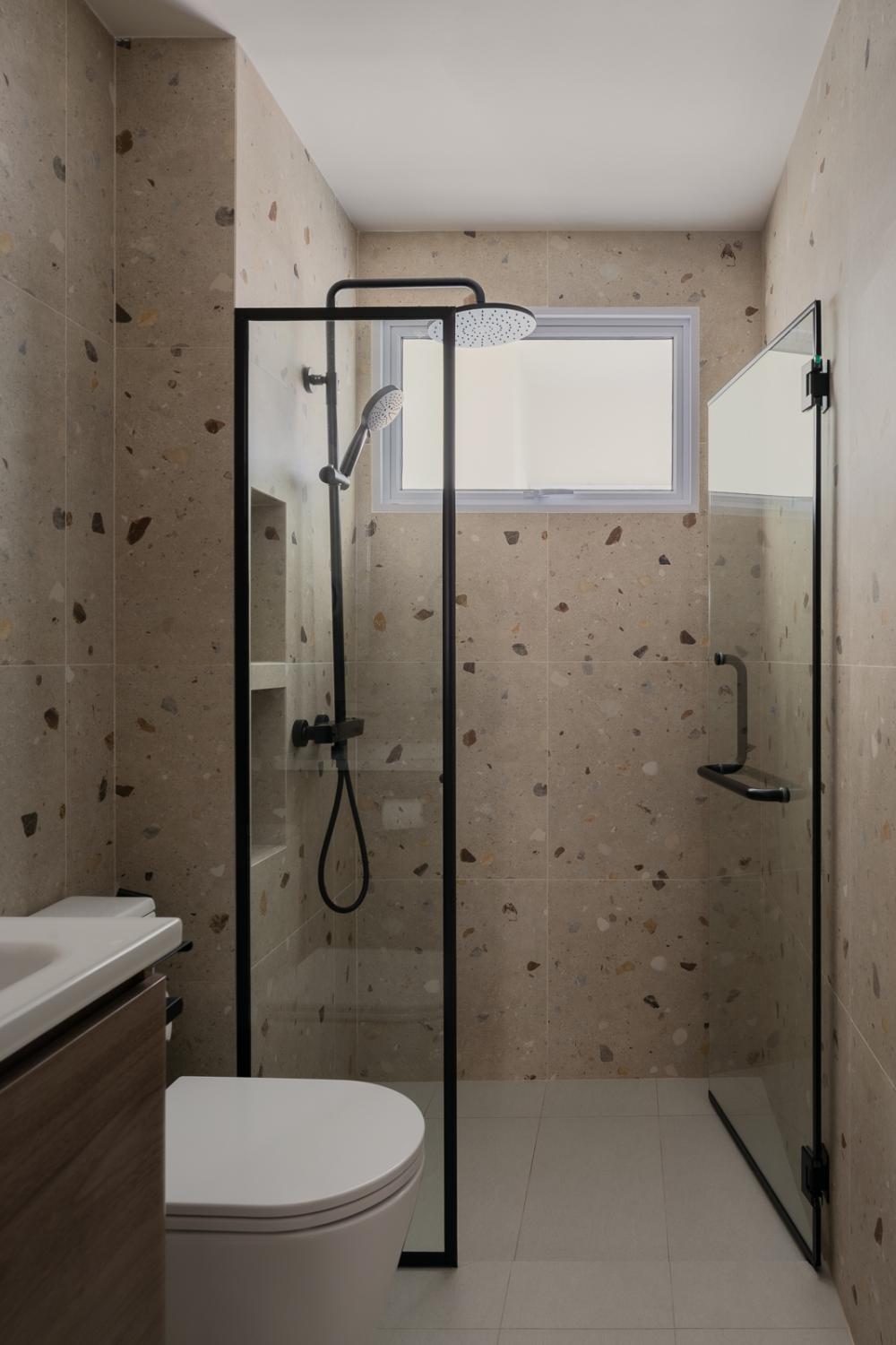 Scandinavian Bathroom with Shower Screen and Rainshower