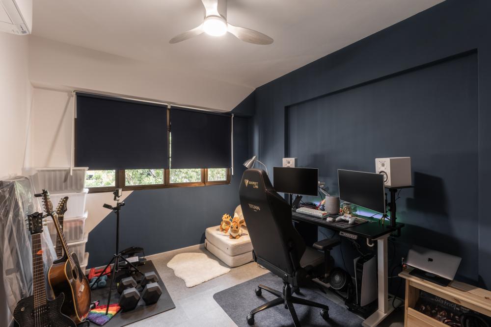 Contemporary Home Office with Desk and Desk Chairs