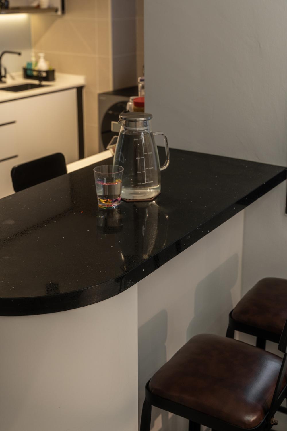 Contemporary Dining Room with Drop Light and Dining Table