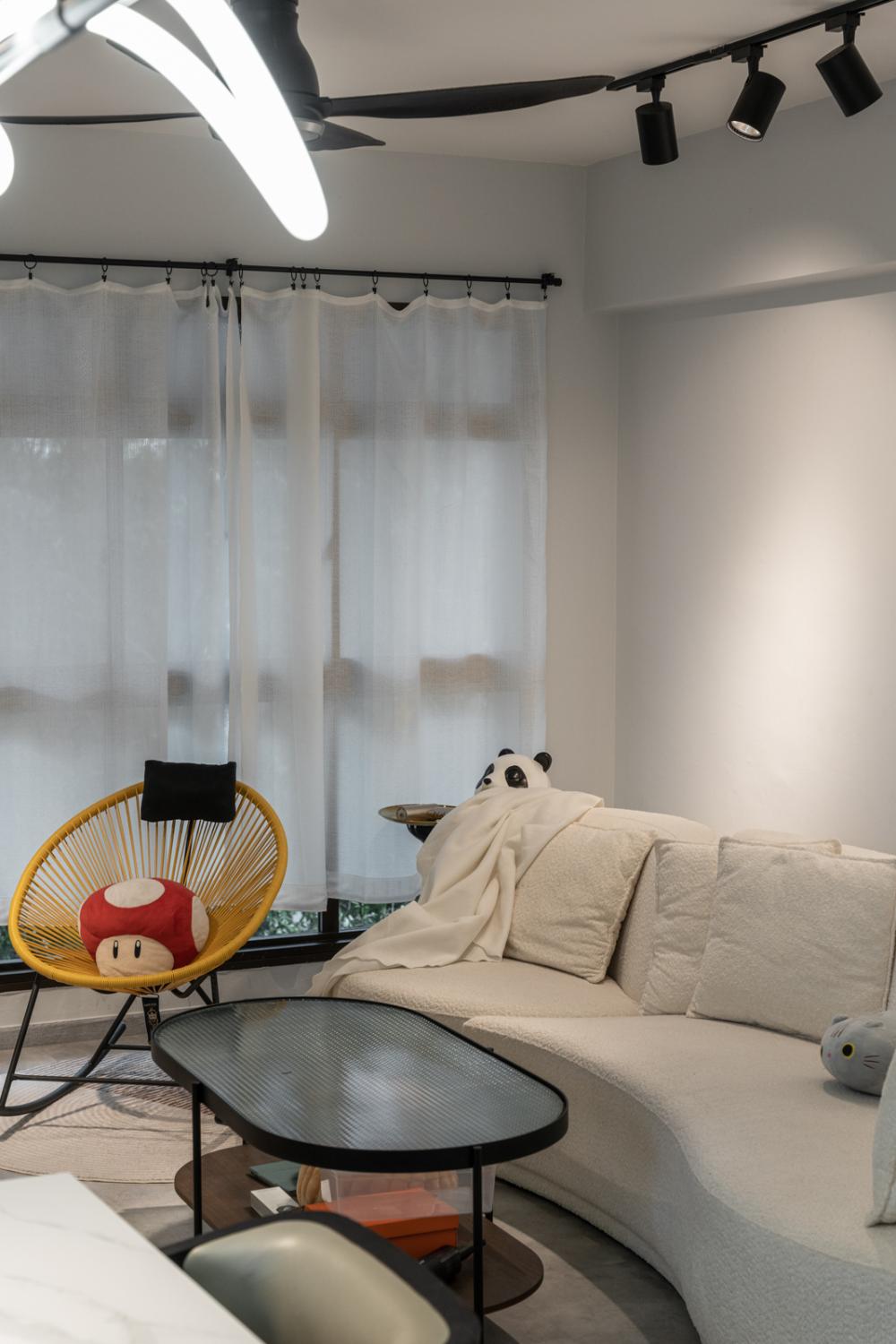 Contemporary Living Room with Vinyl Flooring and Feature Wall