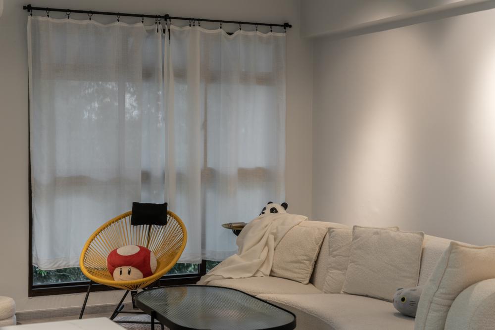 Contemporary Living Room with Feature Wall and Downlights