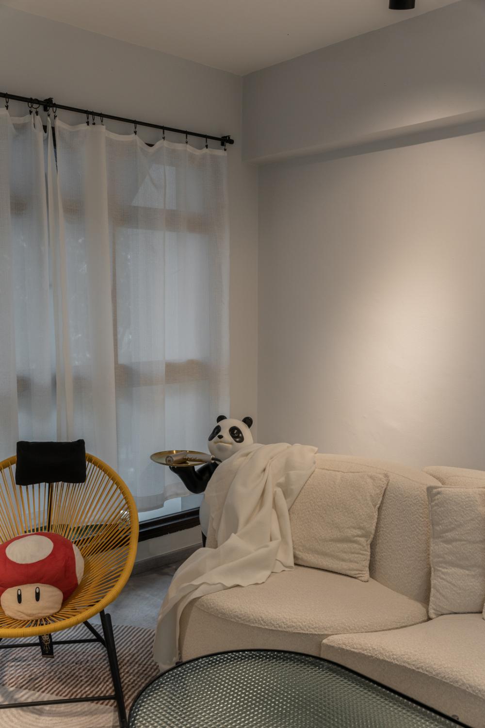 Contemporary Living Room with Vinyl Flooring and Feature Wall