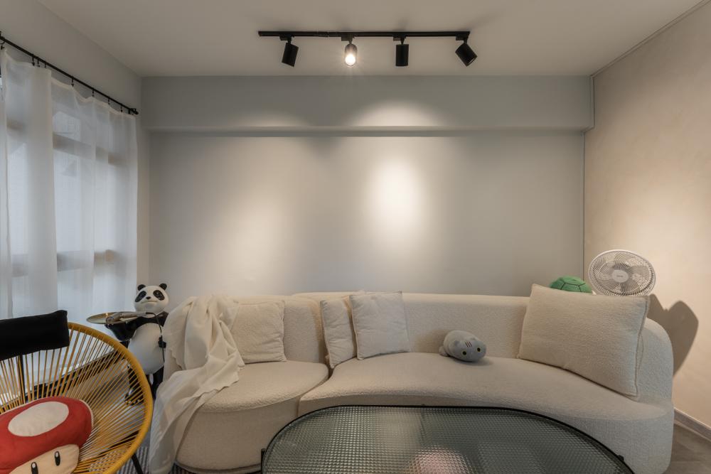 Contemporary Living Room with TV Console and Feature Wall