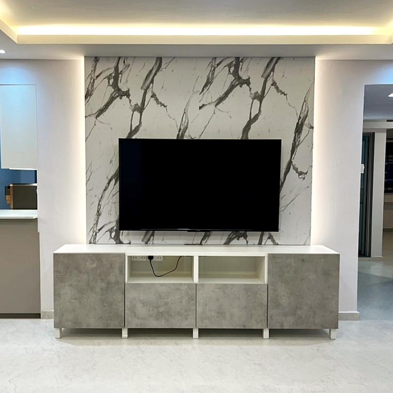 Modern Living Room with TV Console and Feature Wall
