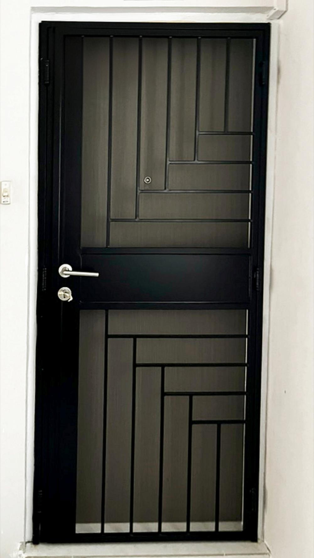 Modern Entryway with Metal Gate and Doors