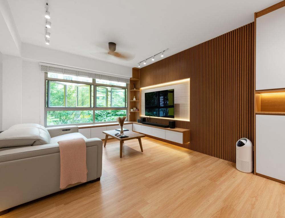 Scandinavian Living Room with Settee and Vinyl Flooring
