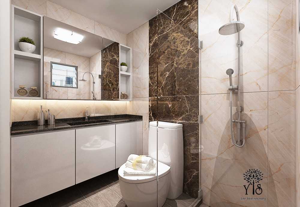 Modern Bathroom with Homogeneous Tiles and Mirror