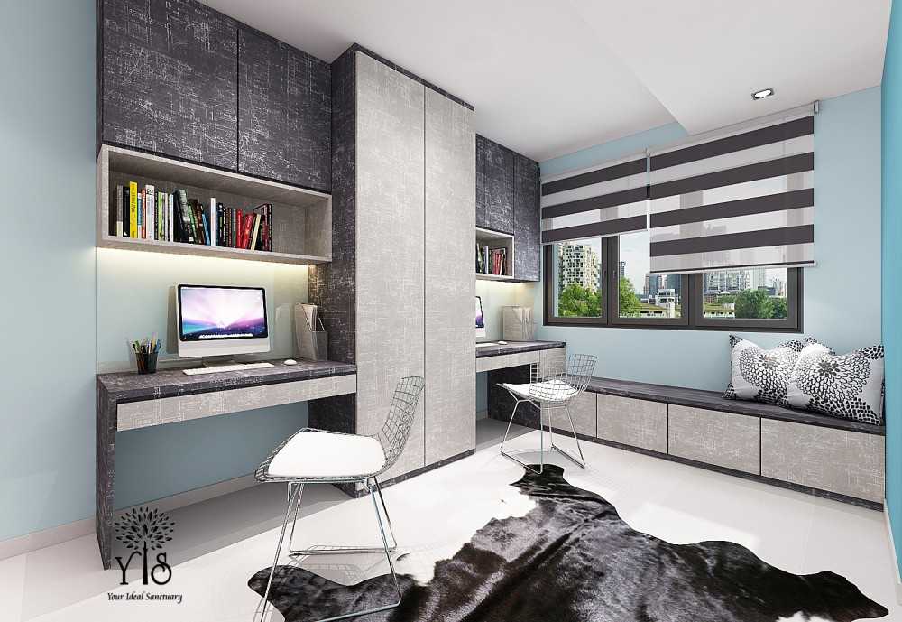 Modern Study with Bookshelf and Drop Ceiling
