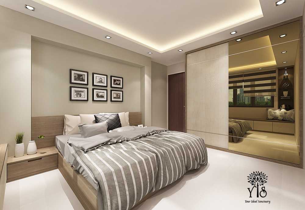 Modern Bedroom with Mirror and Wardrobe
